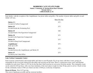 Shelter, Community Room & Meeting Room Rates